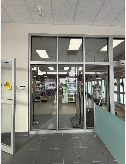 Commercial windows at store installed by The Window & Door Store