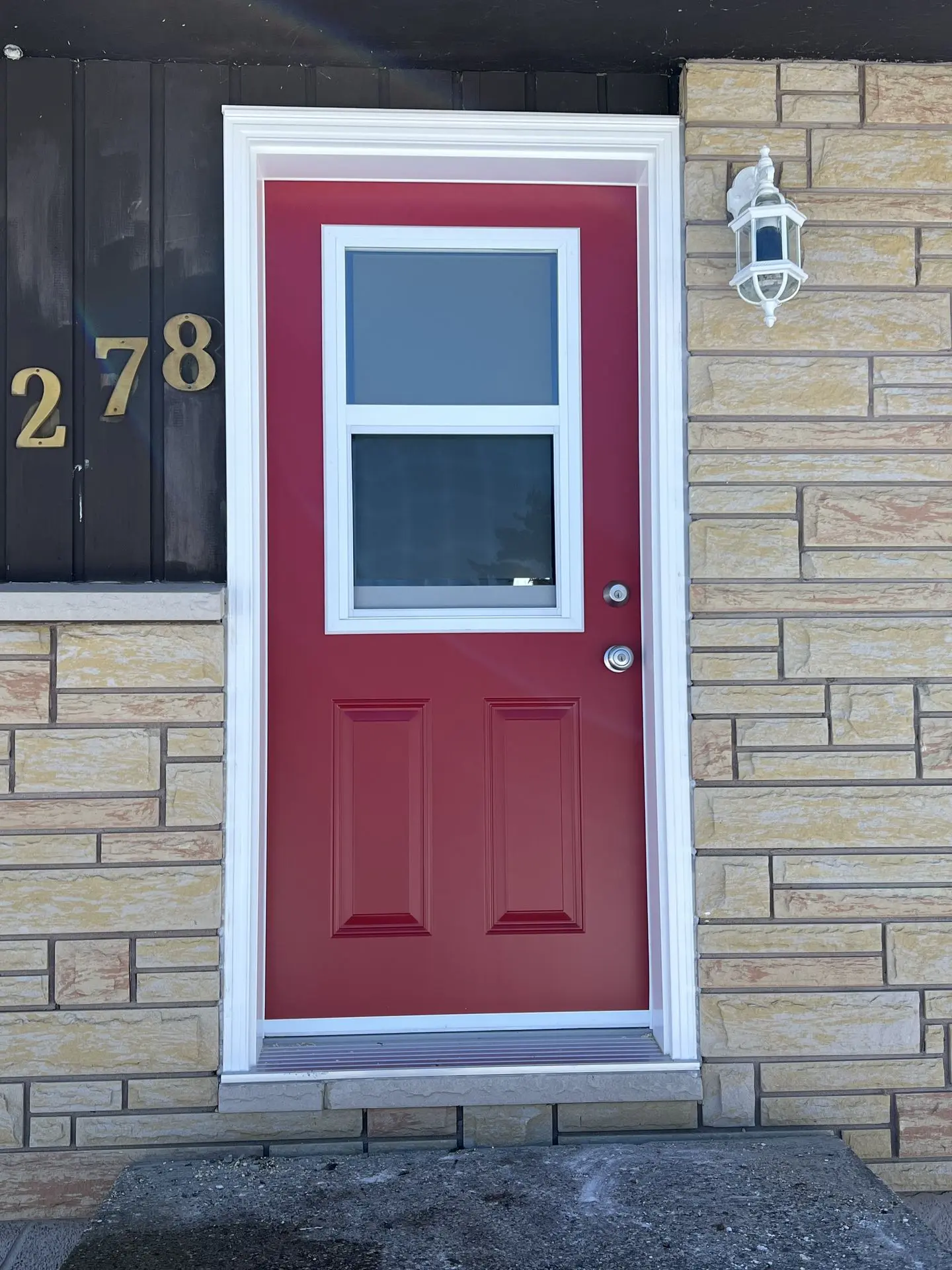 Red Painted Door supply and install for the Ontario Northwestern area, Fort Frances, Kenora, Dryden, Sioux Lookout