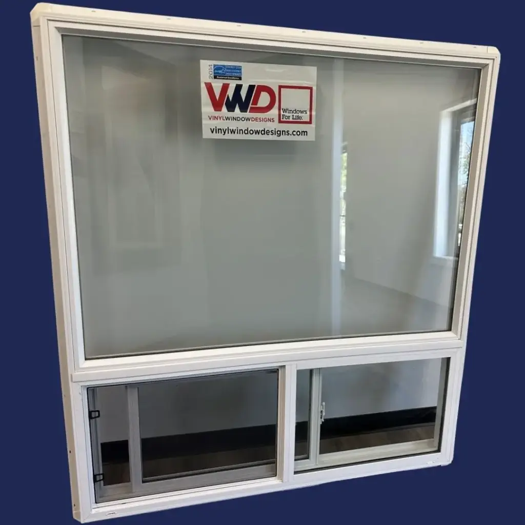 54" w x 60" - Premium Fixed over 303 VS Slider (3 1/4") Single Slider Lift Out, Dual Pane, Low E, Argon, Nailing Fin