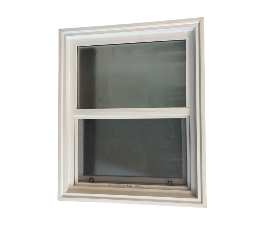34 1/4" w x 41 3/8" h - 201VS Premium Single Hung, Triple Pane, Frosted, 2" Reno BM, 3/4" Return