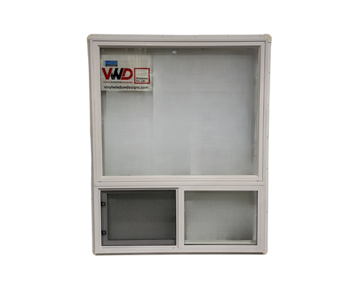 [K4860FOS] 48" w x 60" - Premium Fixed over 303 VS Slider (3 1/4") Single Slider Lift Out, Dual Pane, Low E, Argon, Nailing Fin