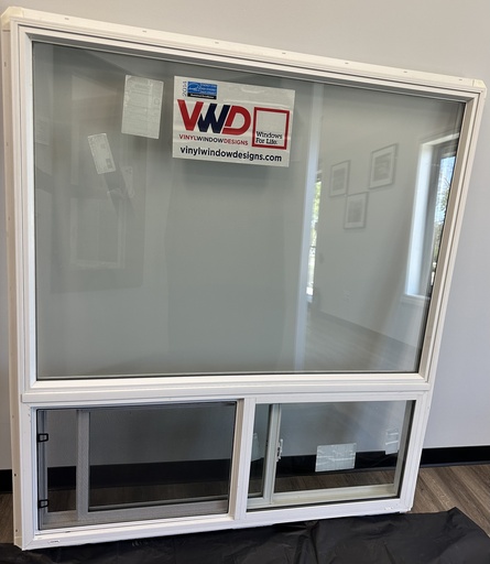 [K5460FOS] 54" w x 60" - Premium Fixed over 303 VS Slider (3 1/4") Single Slider Lift Out, Dual Pane, Low E, Argon, Nailing Fin