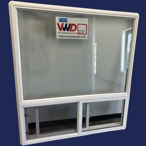 [5460FOS] 54" w x 60" - Premium Fixed over 303 VS Slider (3 1/4") Single Slider Lift Out, Dual Pane, Low E, Argon, Nailing Fin