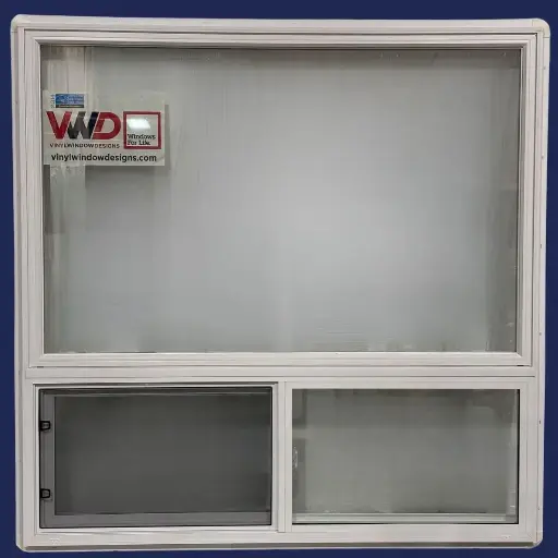 [5960FOS] 59 7/8" w x 60" - Premium Fixed over 303 VS Slider (3 1/4") Single Slider Lift Out, Dual Pane, Low E, Argon, Nailing Fin