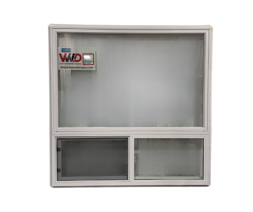 [5960FOS] 59 7/8" w x 60" - Premium Fixed over 303 VS Slider (3 1/4") Single Slider Lift Out, Dual Pane, Low E, Argon, Nailing Fin